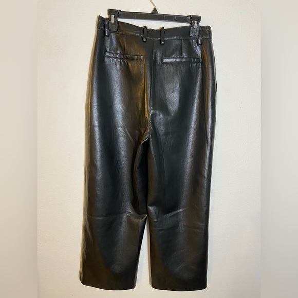 Aritzia Babaton Command Cropped Vegan Leather Pants Sz 10 Mid Rise Black - Picture 10 of 14